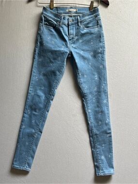 Levi's 710 Super Skinny Light Wash Snowflake Print Denim Jeans Sz 27